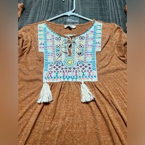 Bohemian Embroidered Brown Top by Hayden Los Angeles.